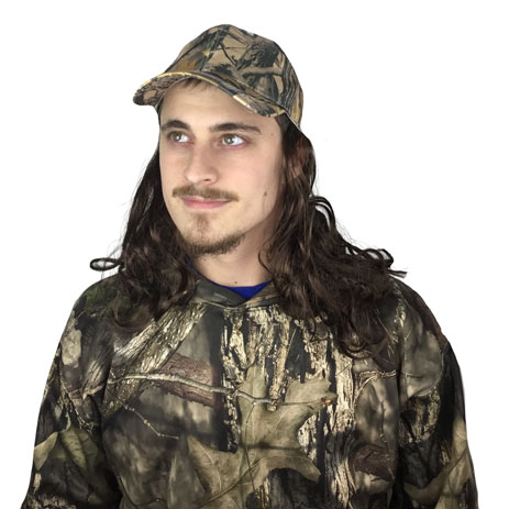 Baseball Cap with Hair Billy Ray Camo by Billy Bob Comedy Fancy Dress Adult 