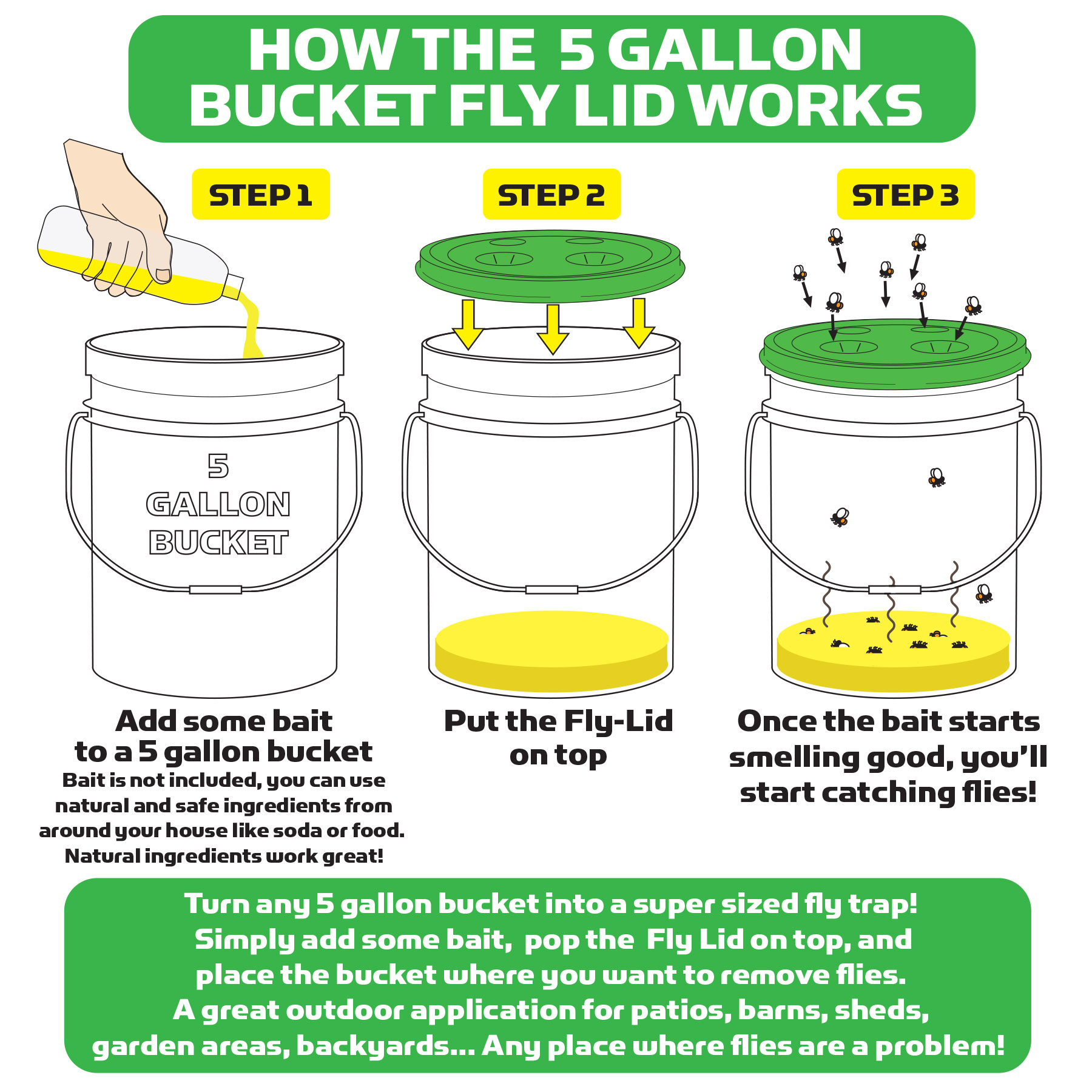 5 Gallon Bucket Fly Lid - Turn any 5 gallon bucket into a Fly Trap - Billy  Bob